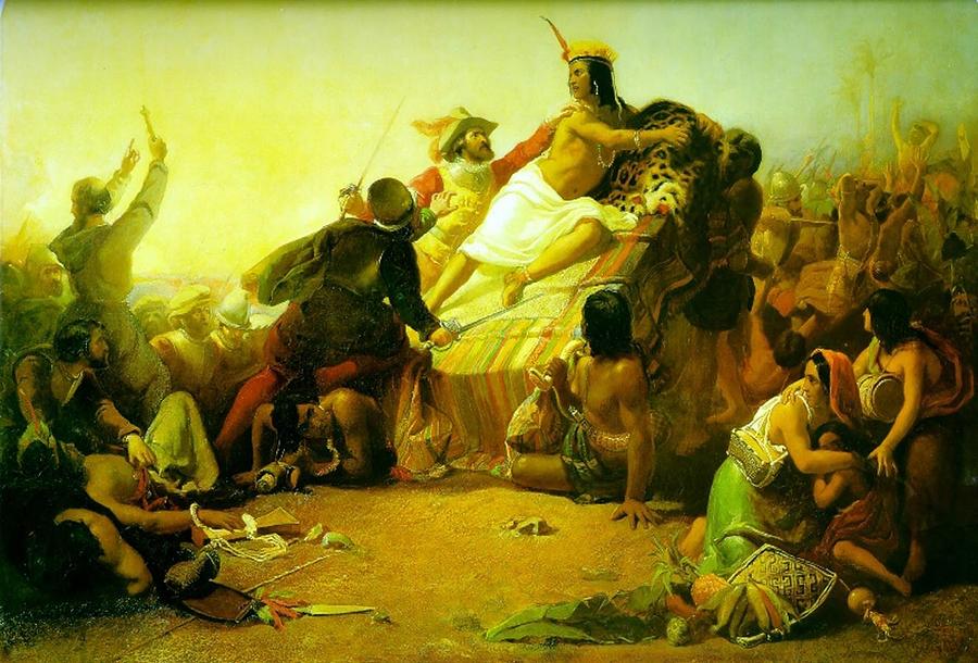 Seizing Painting -  Pizarro Seizing the Inca of Peru #3 by John Everett Millais