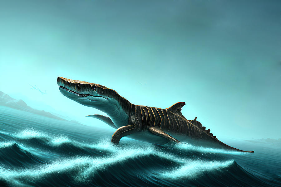 Plesiosaurus Dinosaur, Generative AI Illustration Digital Art by ...