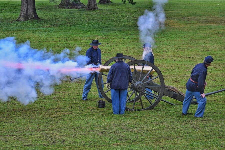 Civil war 6 pounder field gun cannon firing Photograph by Ken Lawrence ...