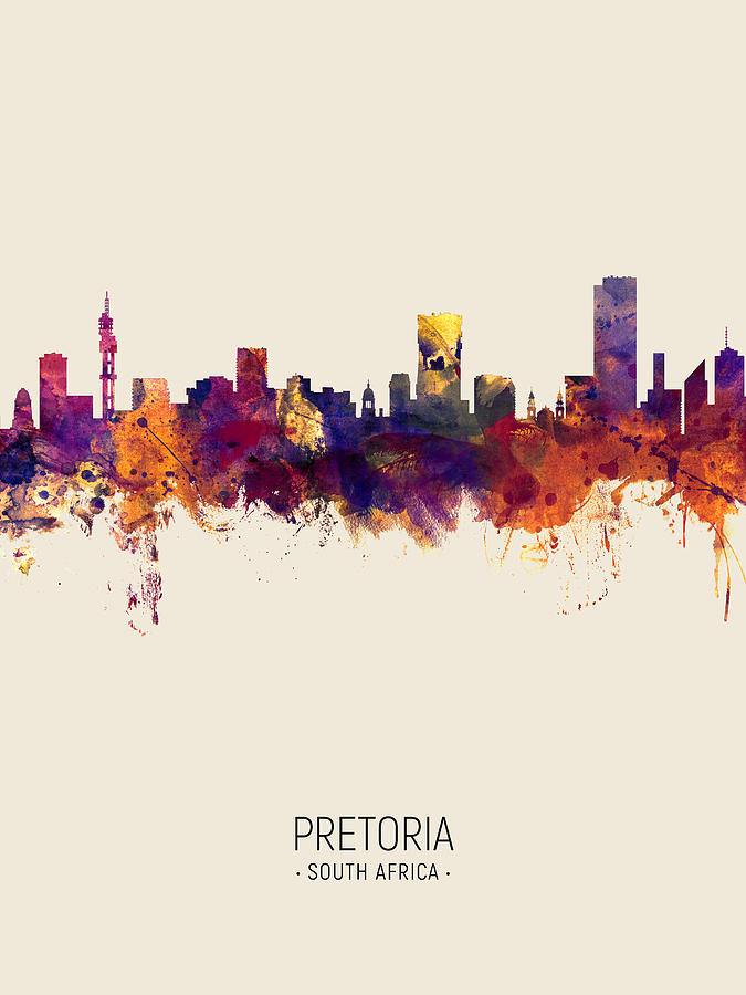 Skyline Digital Art - Pretoria South Africa Skyline #6 by Michael Tompsett