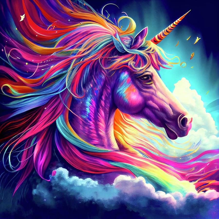 Rainbow-Colored Unicorn Digital Art by Julia Reed - Fine Art America