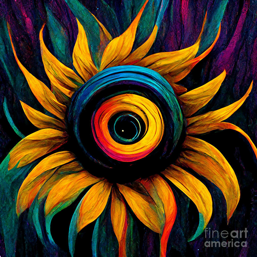 Sunflower Digital Art - Rainbow sunflower #6 by Sabantha