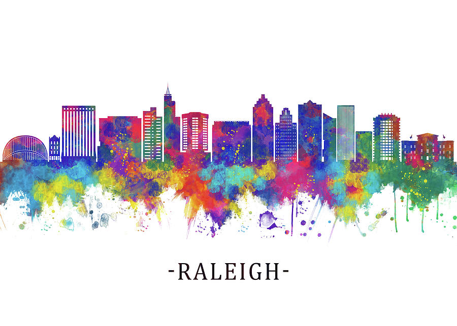 Raleigh North Carolina Skyline Mixed Media By Nextway Art - Fine Art 