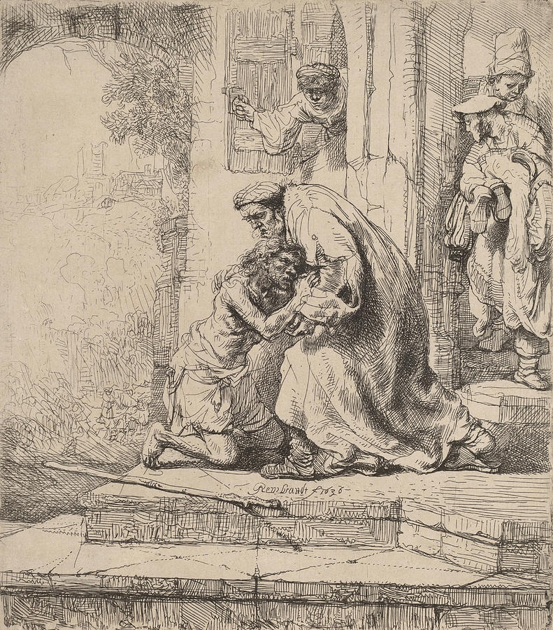 Return of the Prodigal Son #6 Drawing by Rembrandt van Rijn