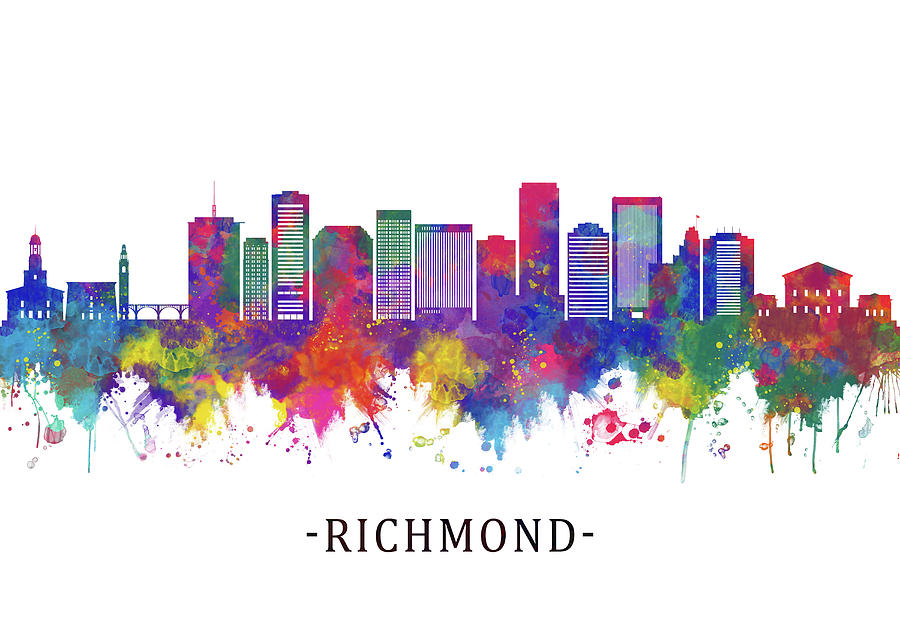 Richmond Virginia Skyline Mixed Media by NextWay Art - Fine Art America