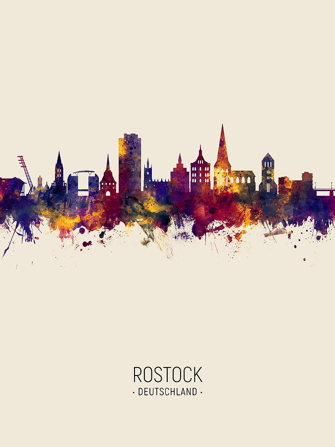 Rostock Germany Skyline #6 Digital Art by Michael Tompsett