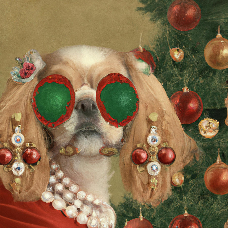 Royal, Ugly Christmas, Pet Portrait, Royal Dog Painting, Animal, King Portrait, Classic Pet Portrait #6 Painting by Ricki Mountain