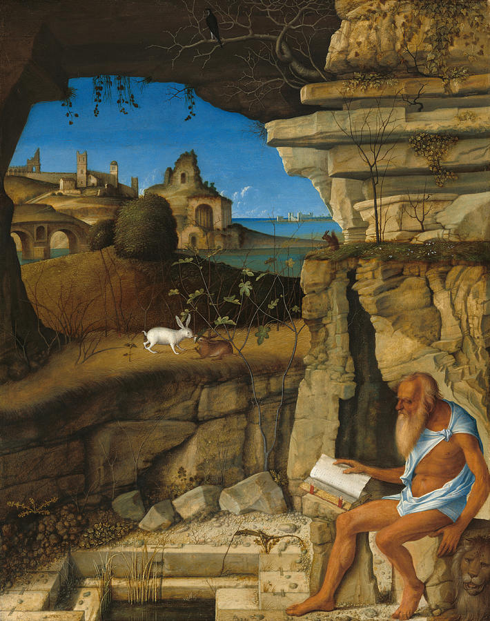 Bellini Painting - Saint Jerome Reading #7 by Giovanni Bellini