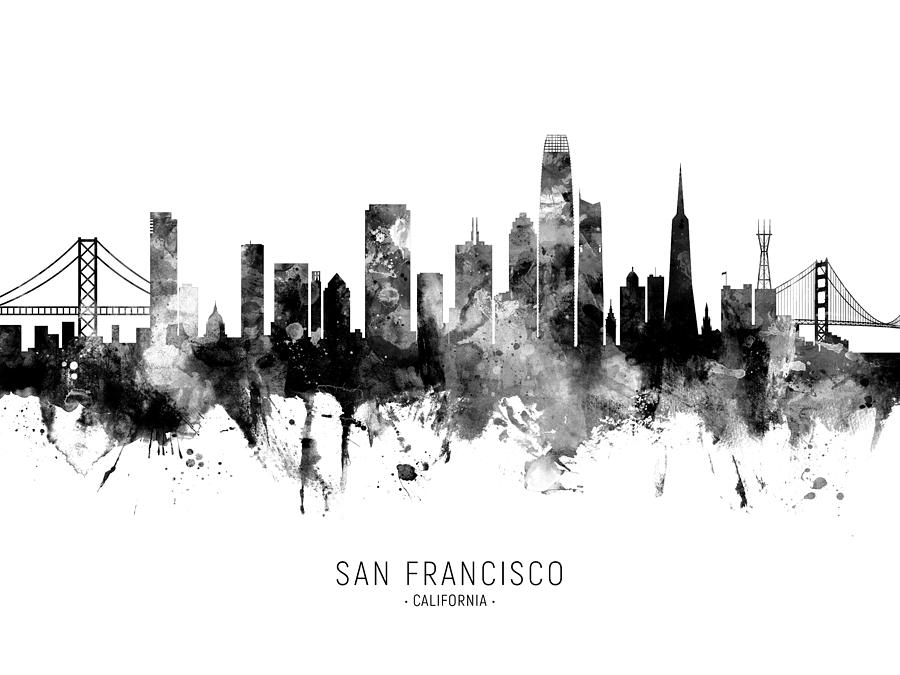 San Francisco California Skyline #6 Digital Art by Michael Tompsett