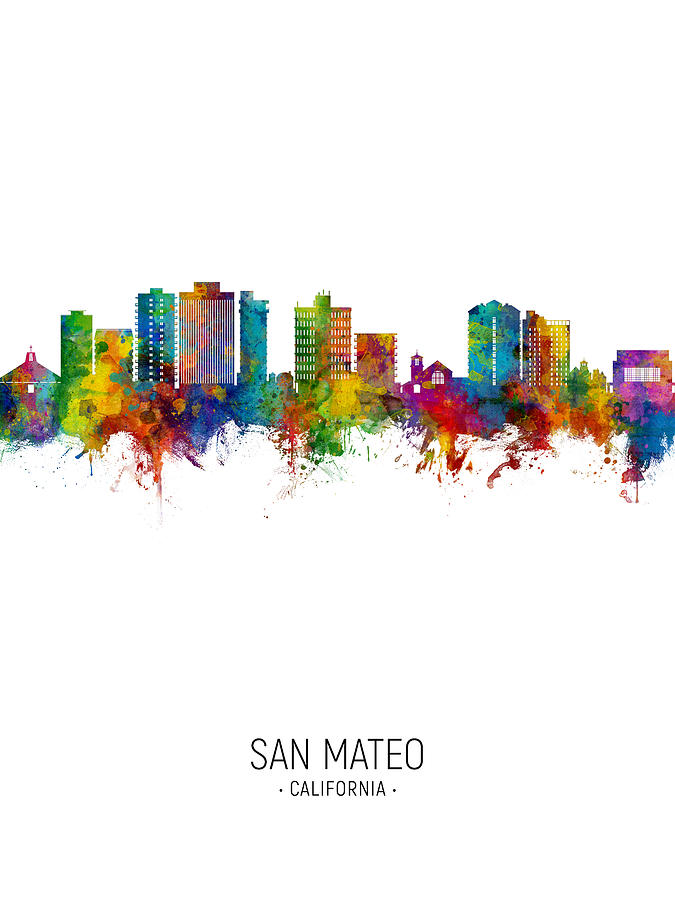 San Mateo California Skyline #6 Digital Art by Michael Tompsett