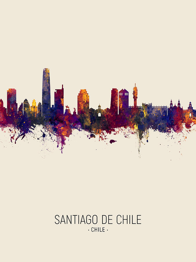 Santiago de Chile Skyline #6 Digital Art by Michael Tompsett