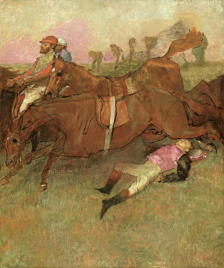 Scene from the Steeplechase, The Fallen Jockey #7 Painting by Edgar Degas