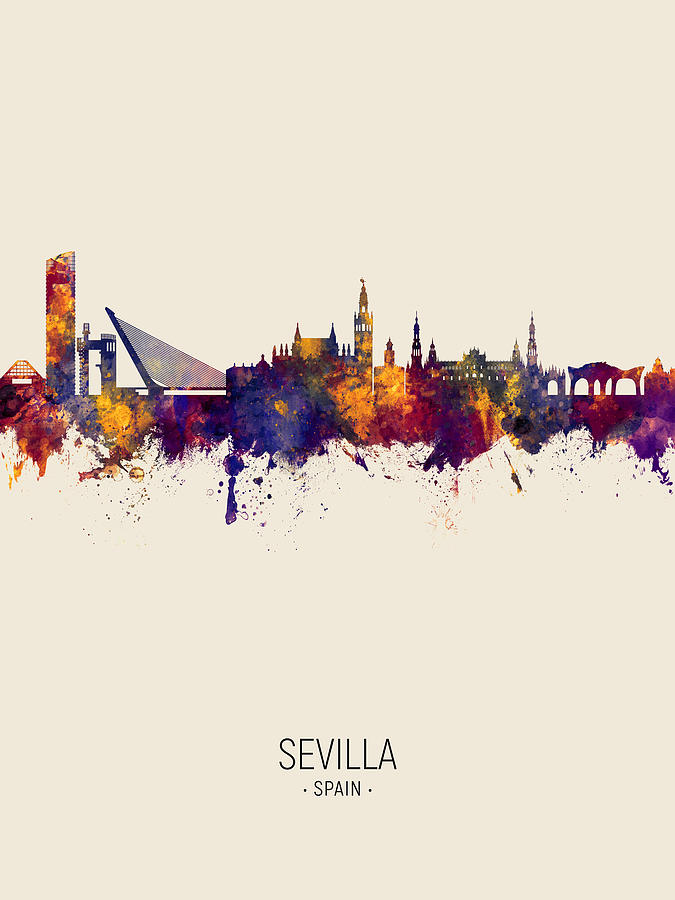 Sevilla Spain Skyline #6 Digital Art by Michael Tompsett