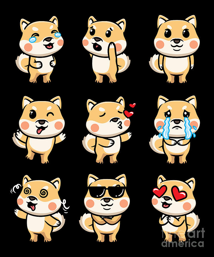 Shiba Inu Dog Emoticon Digital Art by ZimStarUS | Pixels