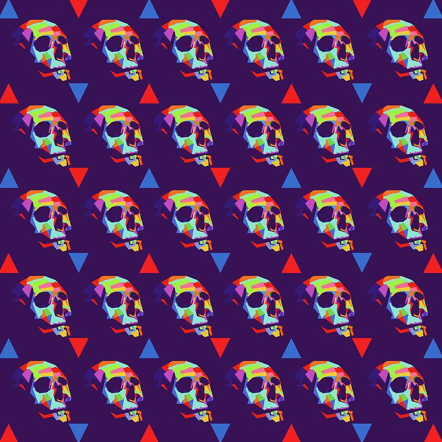 Skull Pattern Wpap Style Purple Background Digital Art