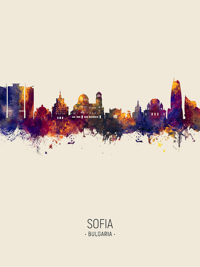Sofia Bulgaria Skyline #6 Digital Art by Michael Tompsett