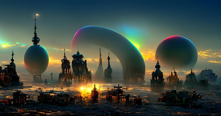 space city at Dawn 29 Digital Art by Frederick Butt