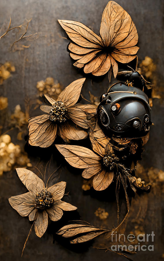 Flower Digital Art - Steampunk Flowers #6 by Sabantha