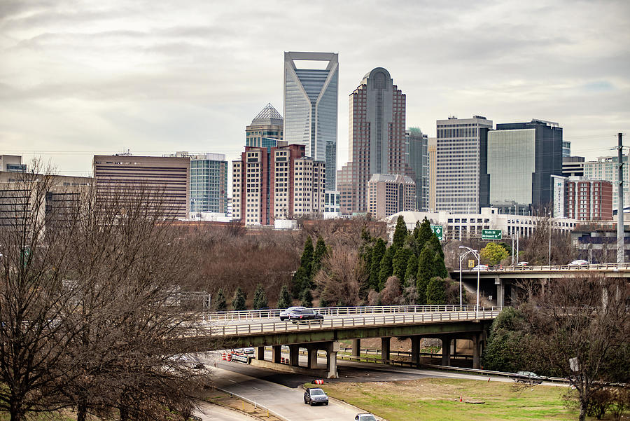 Sunset And Overcast Over Charlotte Nc Cityscape #6 Photograph by Alex Grichenko