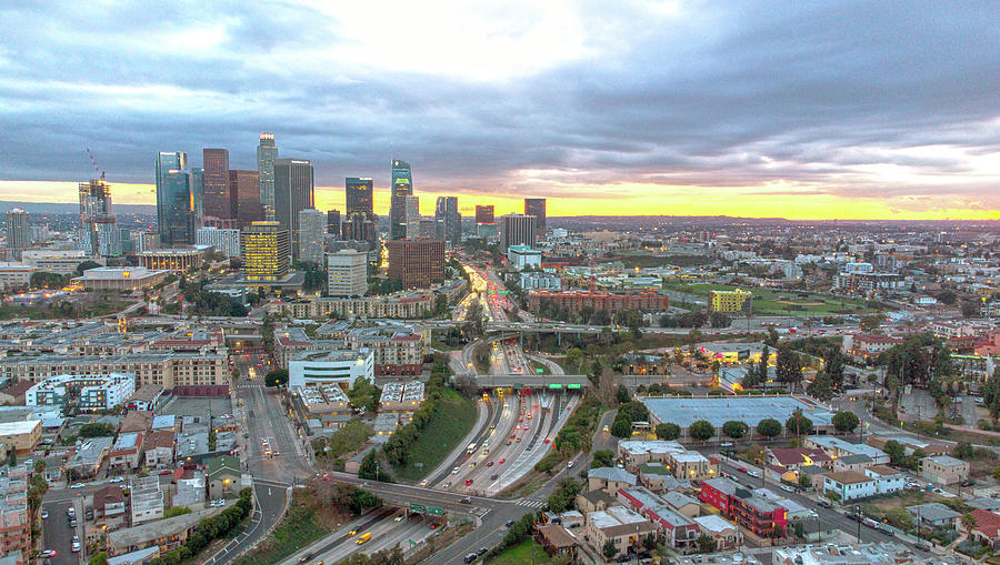 Sunset Over Downtown Los Angeles Photograph