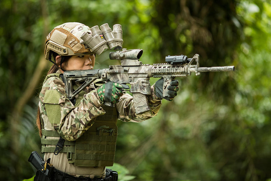 Tactical military airsoft soldiers in jungle #6 Photograph by Petesphotography