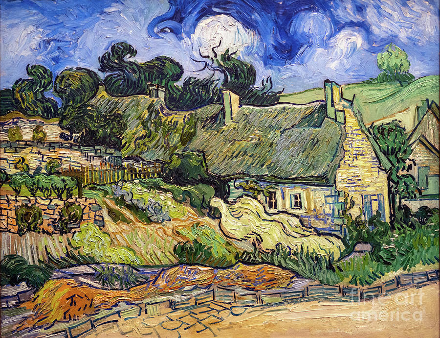 Paris Painting - Thatched Cottages at Cordeville #16 by Vincent van Gogh