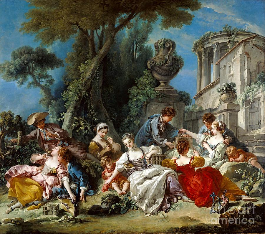 The Bird Catchers #6 Painting by Francois Boucher