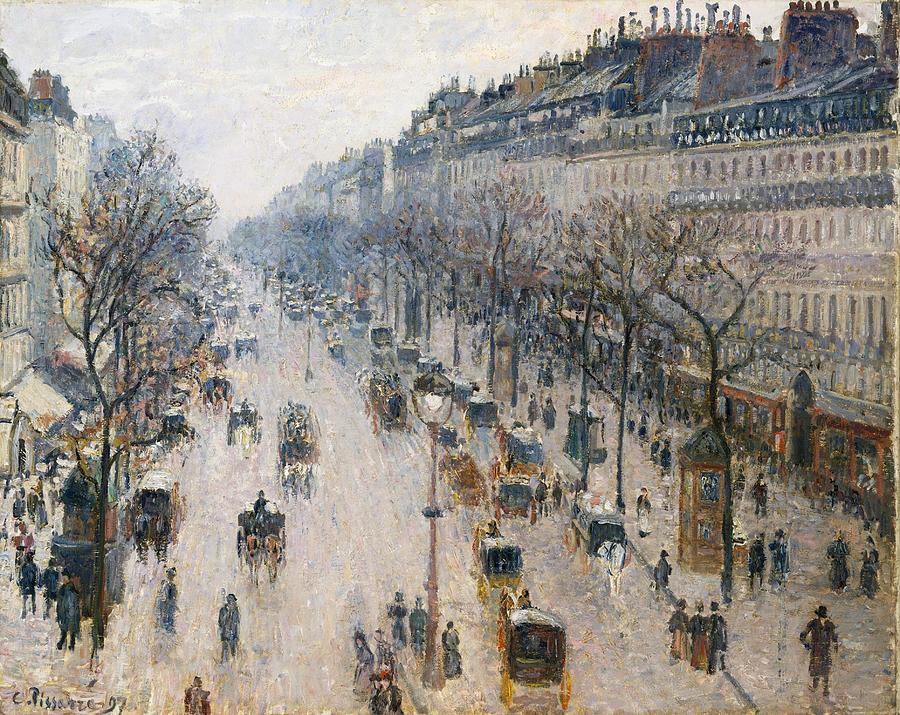 Camille Pissarro Painting - The Boulevard Montmartre on a Winter Morning #6 by Camille Pissarro