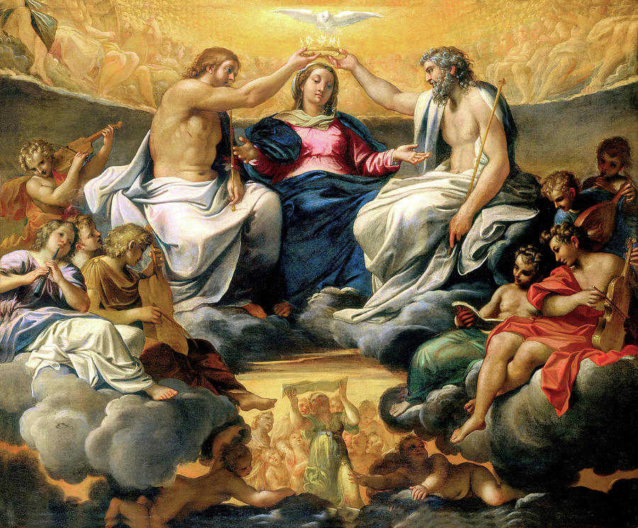 The Coronation of the Virgin #9 Painting by Annibale Carracci