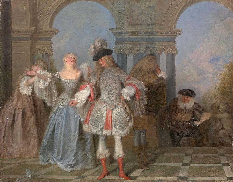 The French Comedians #7 Painting by Antoine Watteau