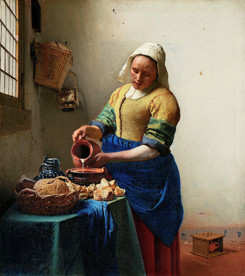 Johannes Vermeer Painting - The Milkmaid #6 by Art Dozen