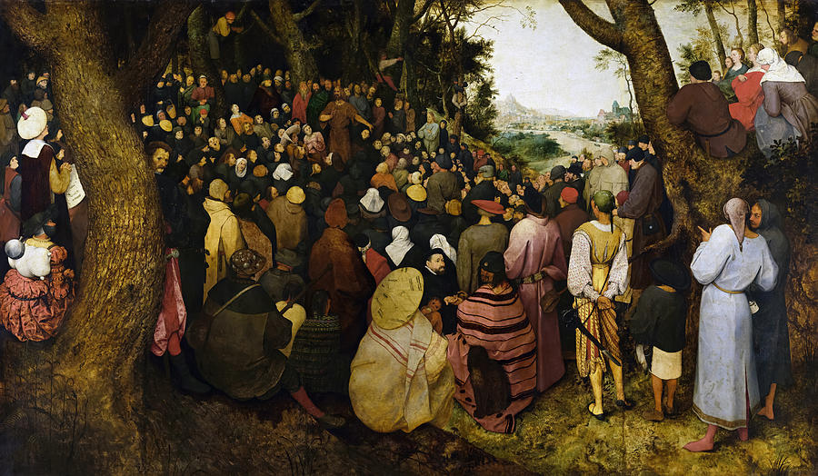 Vintage Painting - The Sermon of Saint John the Baptist by Pieter Bruegel the Elder by Mango Art