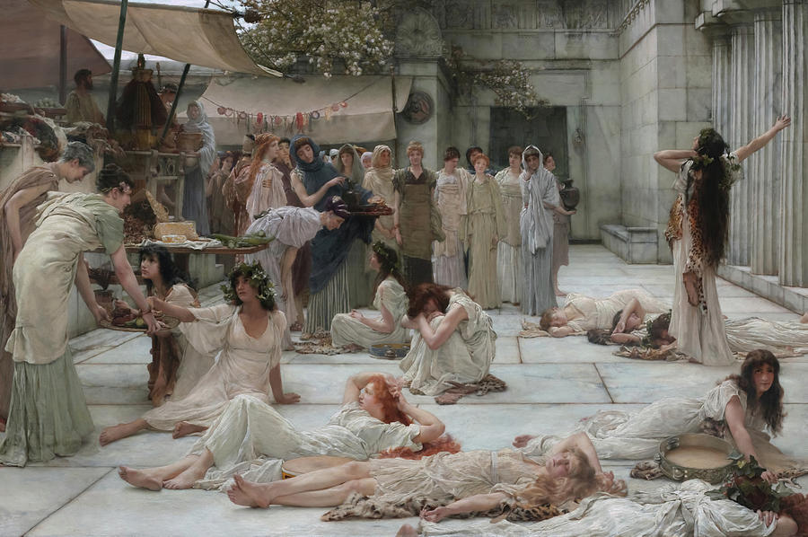 Lawrence Alma Tadema Painting - The women of Amphissa by Lawrence Alma-Tadema  by Mango Art