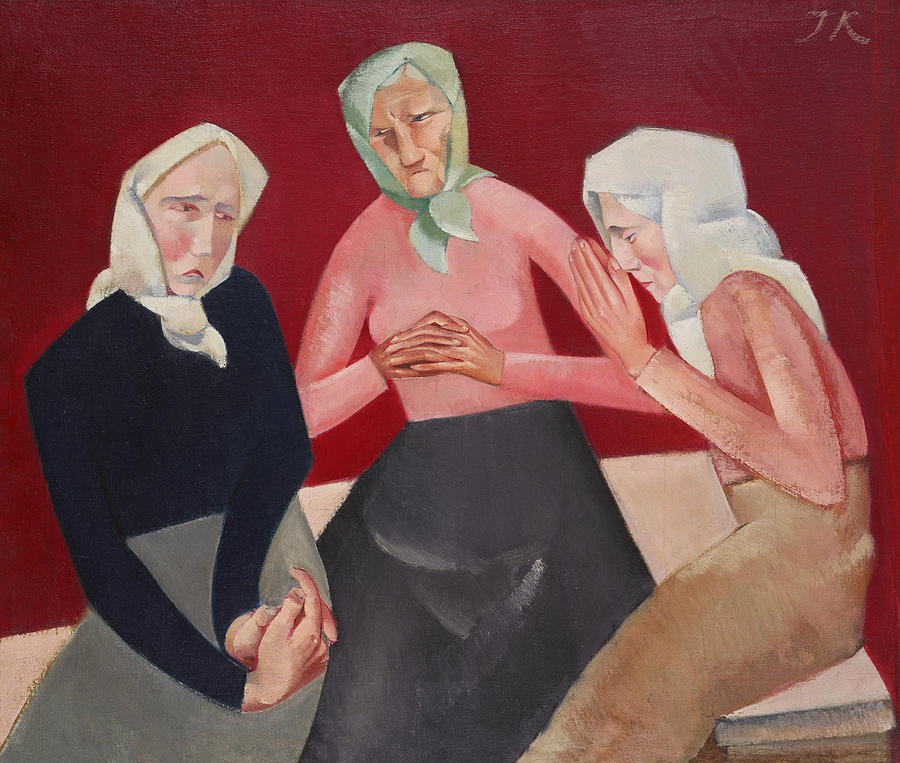 Three Old Ladies By Jekabs Kazaks Painting
