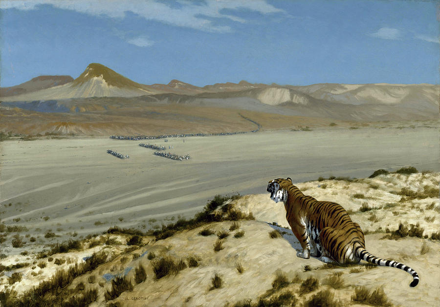 Mountain Painting - Tiger on the Watch #2 by Jean-Leon Gerome