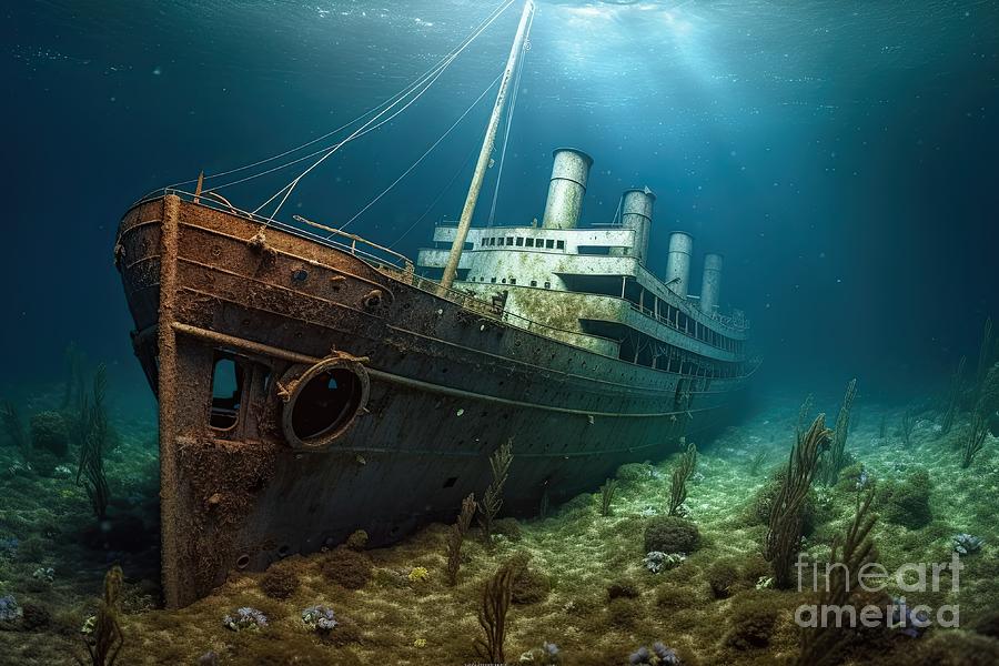 Titanic Shipwreck Underwater Digital Art by Benny Marty - Fine Art America