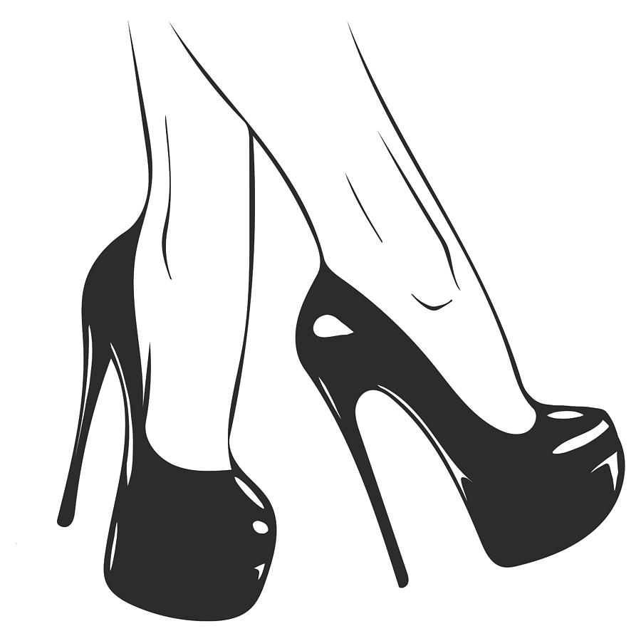 Vector girls in high heels. Fashion illustration. Female legs in shoes ...