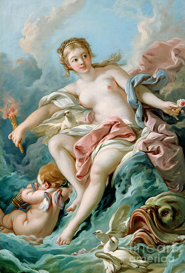 Venus on the Waves #6 Painting by Francois Boucher