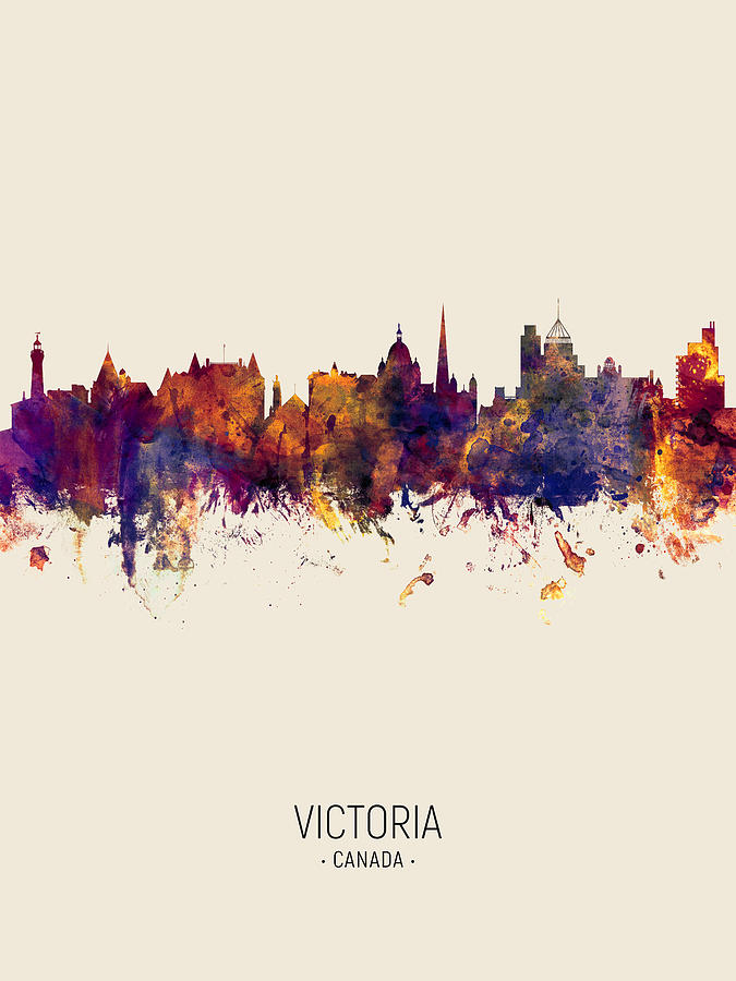Skyline Digital Art - Victoria Canada Skyline #6 by Michael Tompsett