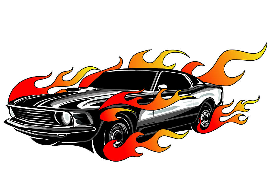 Vintage Car Hot Rod With Flames Vector Coffee Mug by Dean Zangirolami -  Pixels