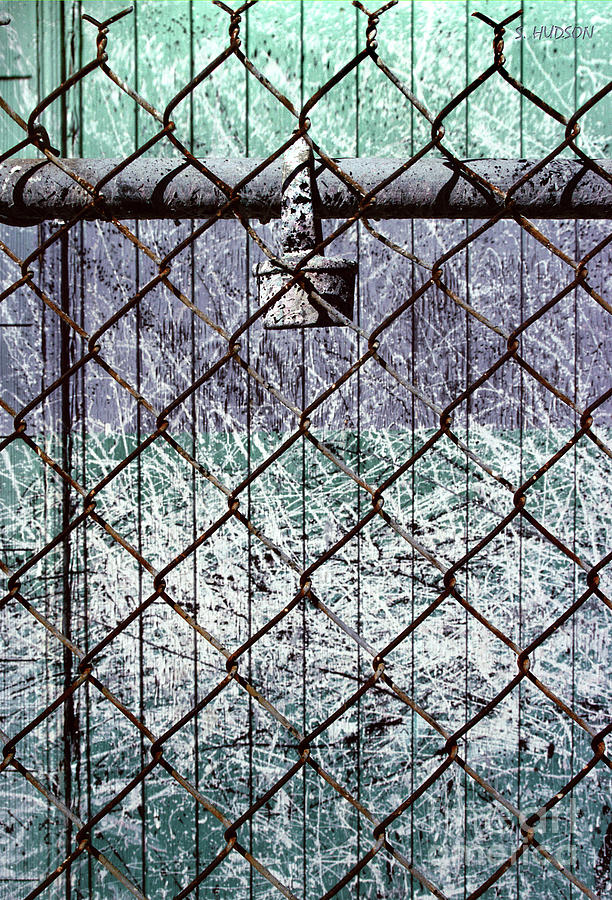 urban graffiti photography -Chain Link Fence with Paint Photograph by Sharon Hudson