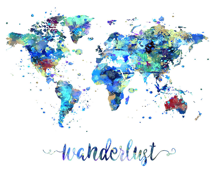 Wanderlust Painting - Wanderlust World Map Art by Zuzi s Wanderlust Painting - Wanderlust World Map Art by Zuzi s
