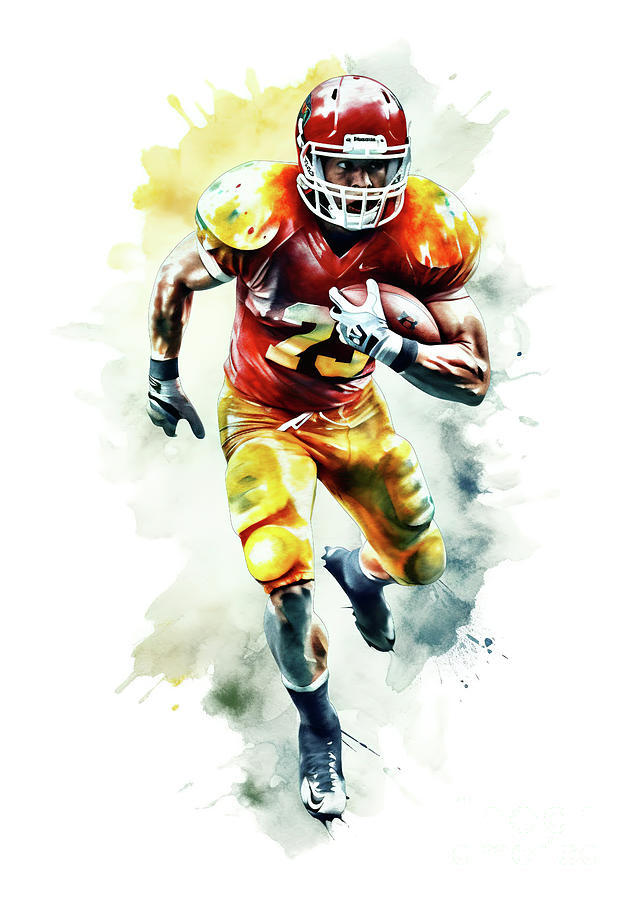 Watercolor abstract representation of American football.  #6 Digital Art by Odon Czintos