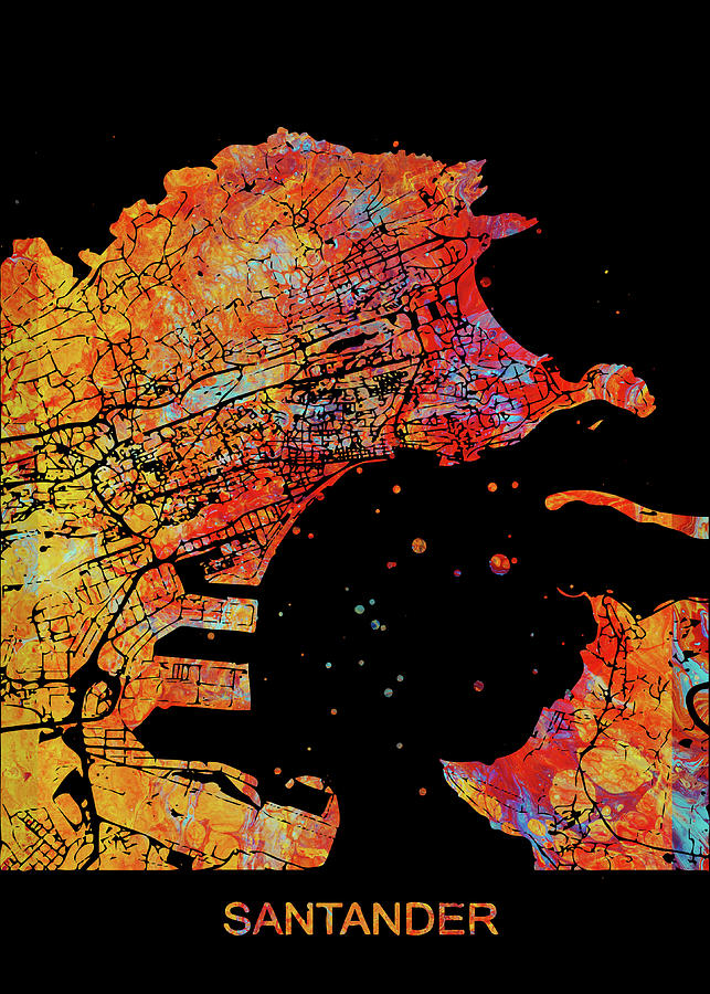 Watercolor Santander Map, Santander Watercolor Print, Santander Street ...