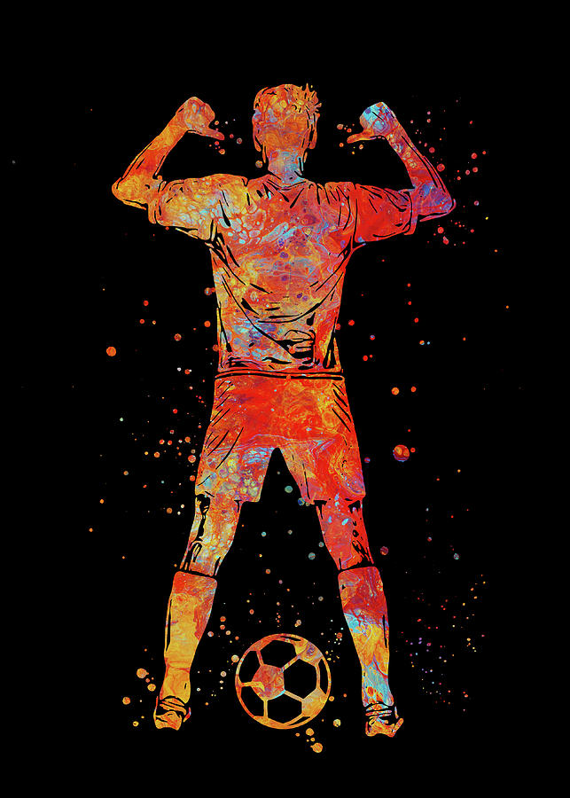 Watercolor Soccer Player Personelized Watercolor Print Male Football ...