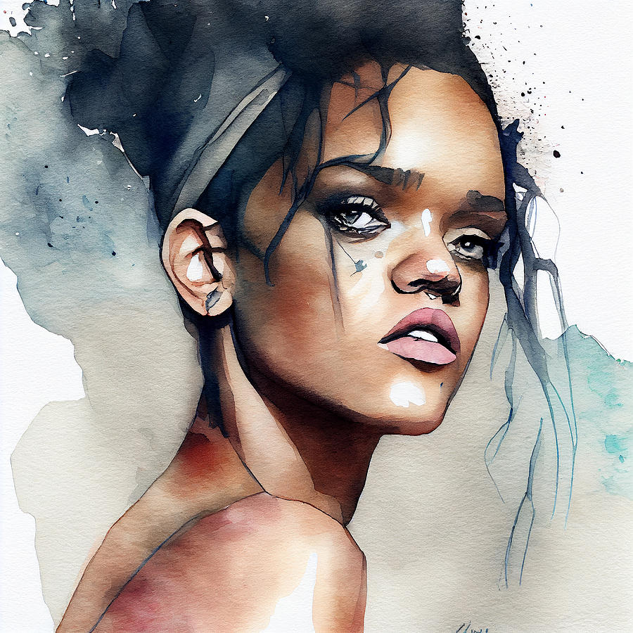 Watercolour Of Rihanna Mixed Media by Smart Aviation - Pixels