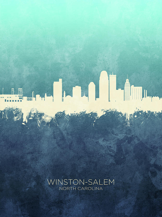 Winston-salem Digital Art - Winston-Salem North Carolina Skyline #6 by Michael Tompsett