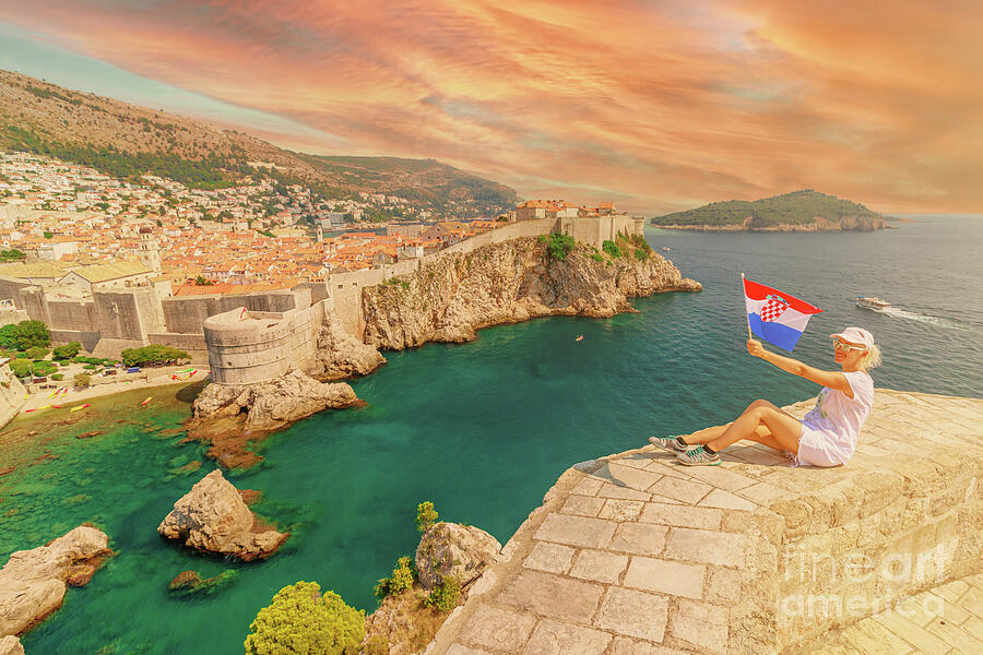 Woman sitting on top of Dubrovnik city of Croatia #6 Digital Art by Benny Marty Woman sitting on top of Dubrovnik city of Croatia #6 Digital Art by Benny Marty