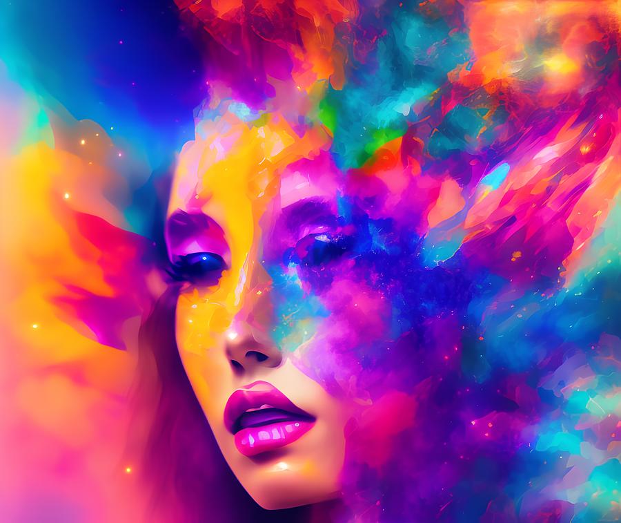 Woman with Paint Splash, Generative AI Illustration Digital Art by ...