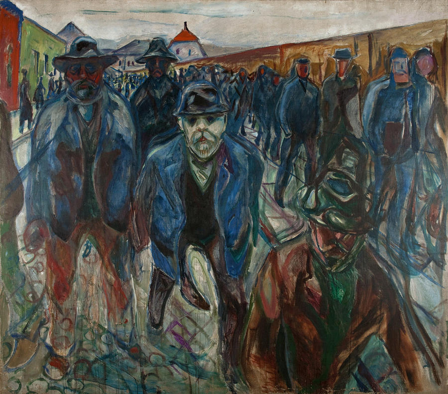 Edvard Munch Painting - Workers on their Way Home  #6 by Edvard Munch
